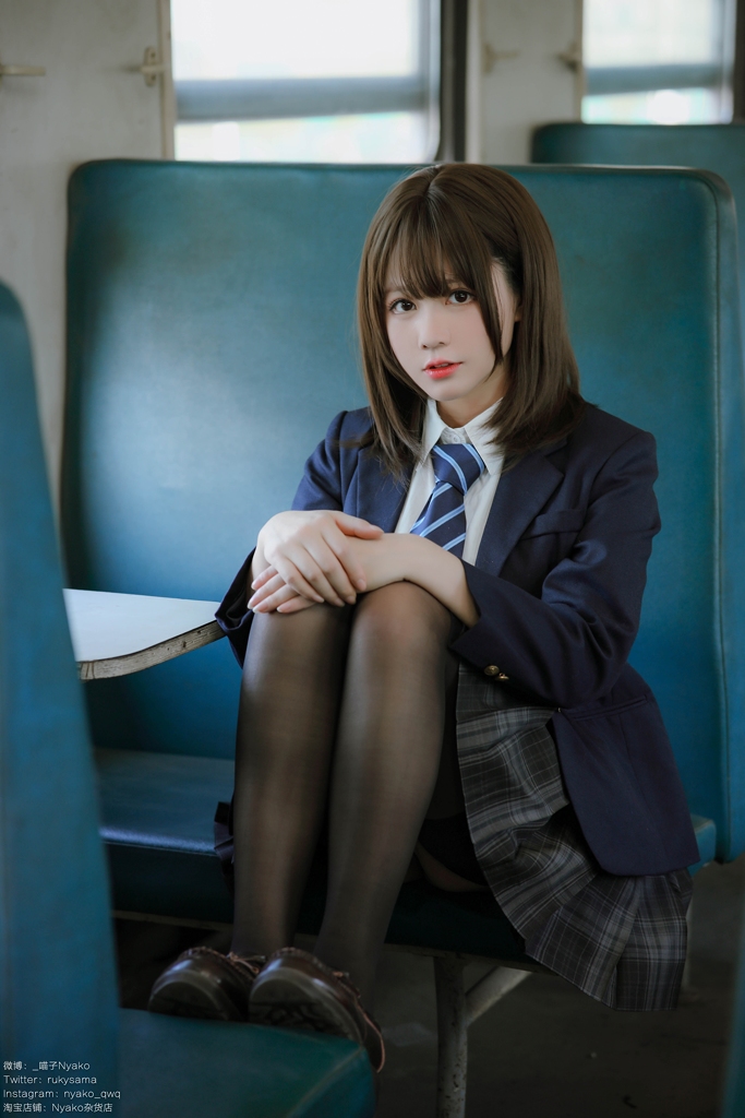 Nyako 喵子 JK Uniform in Train 10