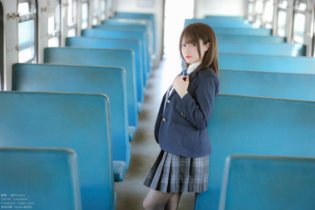 Nyako 喵子 JK Uniform in Train 7