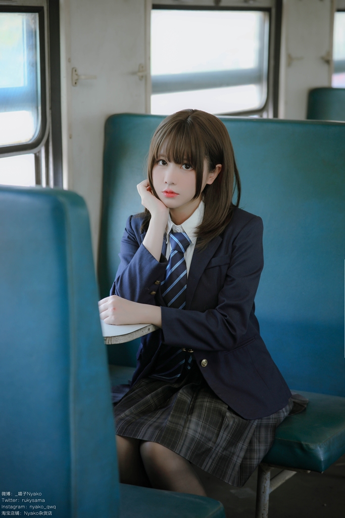 Nyako 喵子 JK Uniform in Train 8